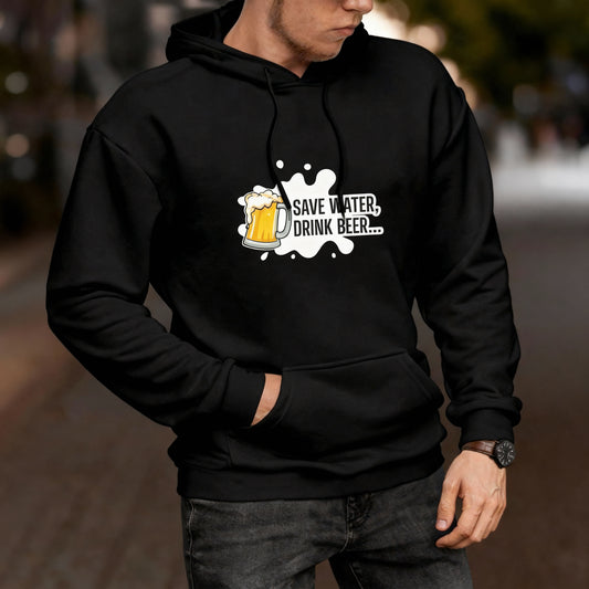 “Save Water, Drink Beer” Unisex Black Hoodie