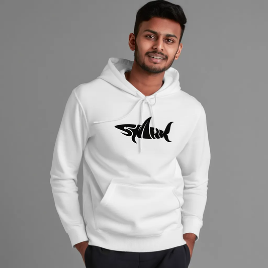 “Shark Instinct” Unisex White Hoodie