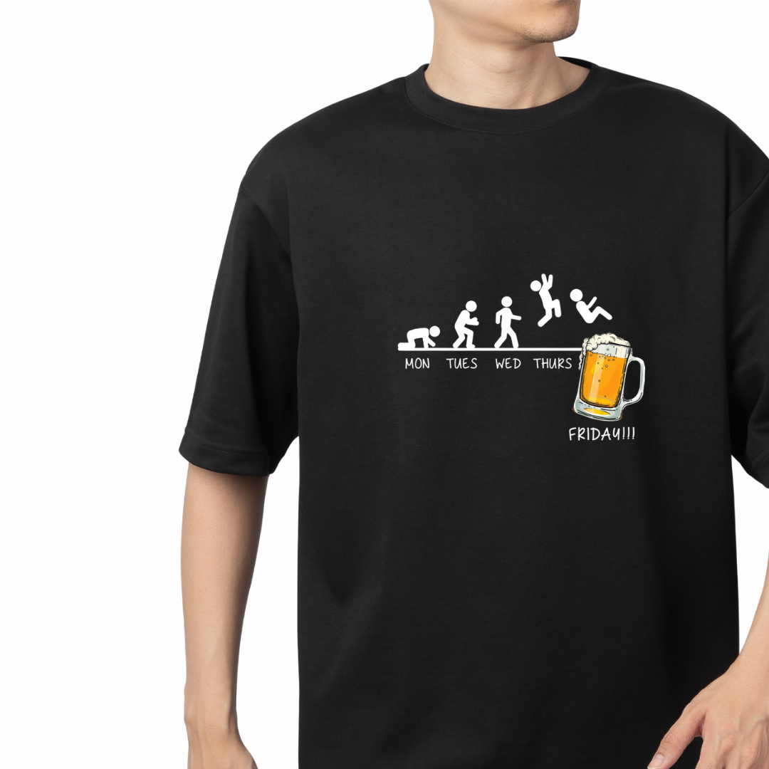 “Monday to Friday Evolution” Unisex Black T-Shirt