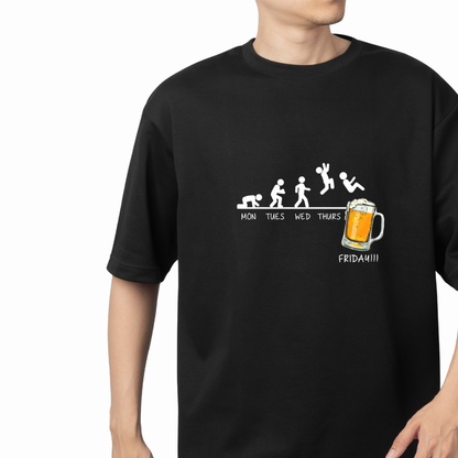 “Monday to Friday Evolution” Unisex Black T-Shirt