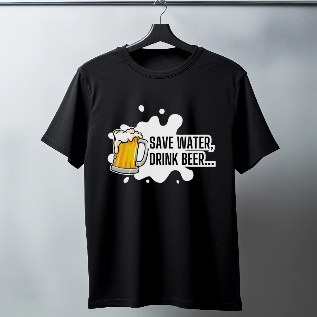 “Save Water, Drink Beer” Unisex Black T-Shirt