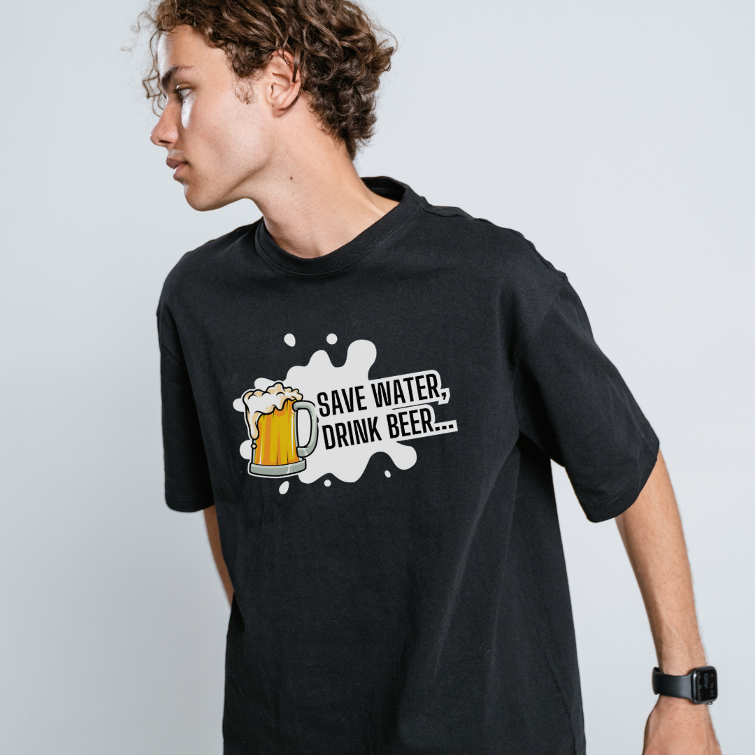 “Save Water, Drink Beer” Unisex Black T-Shirt