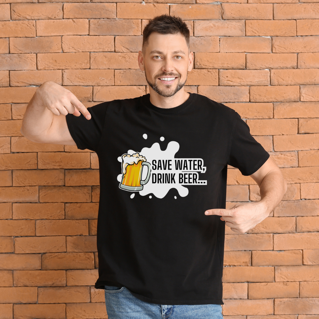 “Save Water, Drink Beer” Unisex Black T-Shirt