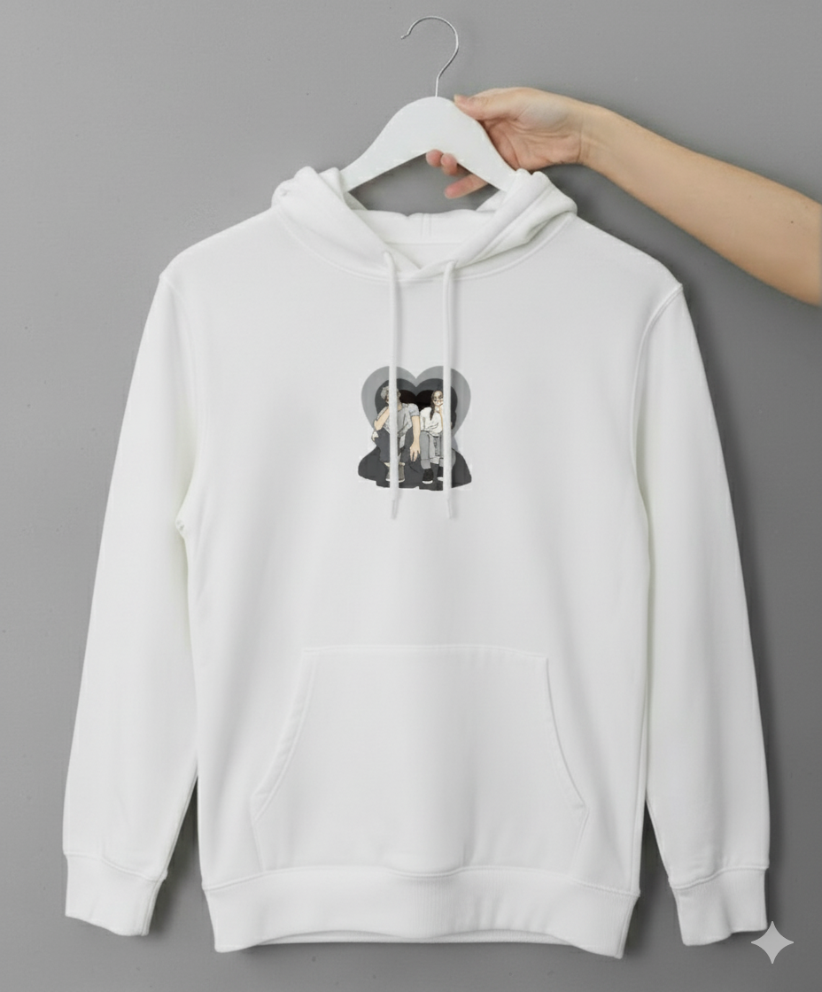 “Couples Love” Unisex White Hoodie