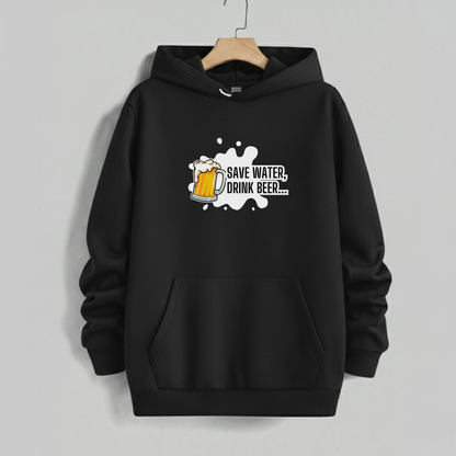 “Save Water, Drink Beer” Unisex Black Hoodie