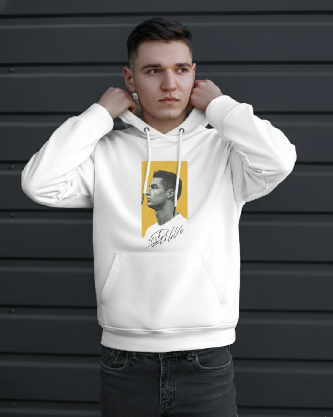 “Cristiano Focus” Unisex White Hoodie