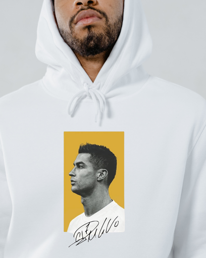 “Cristiano Focus” Unisex White Hoodie
