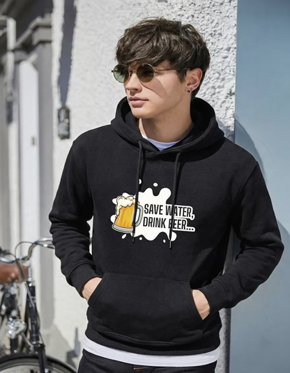 “Save Water, Drink Beer” Unisex Black Hoodie