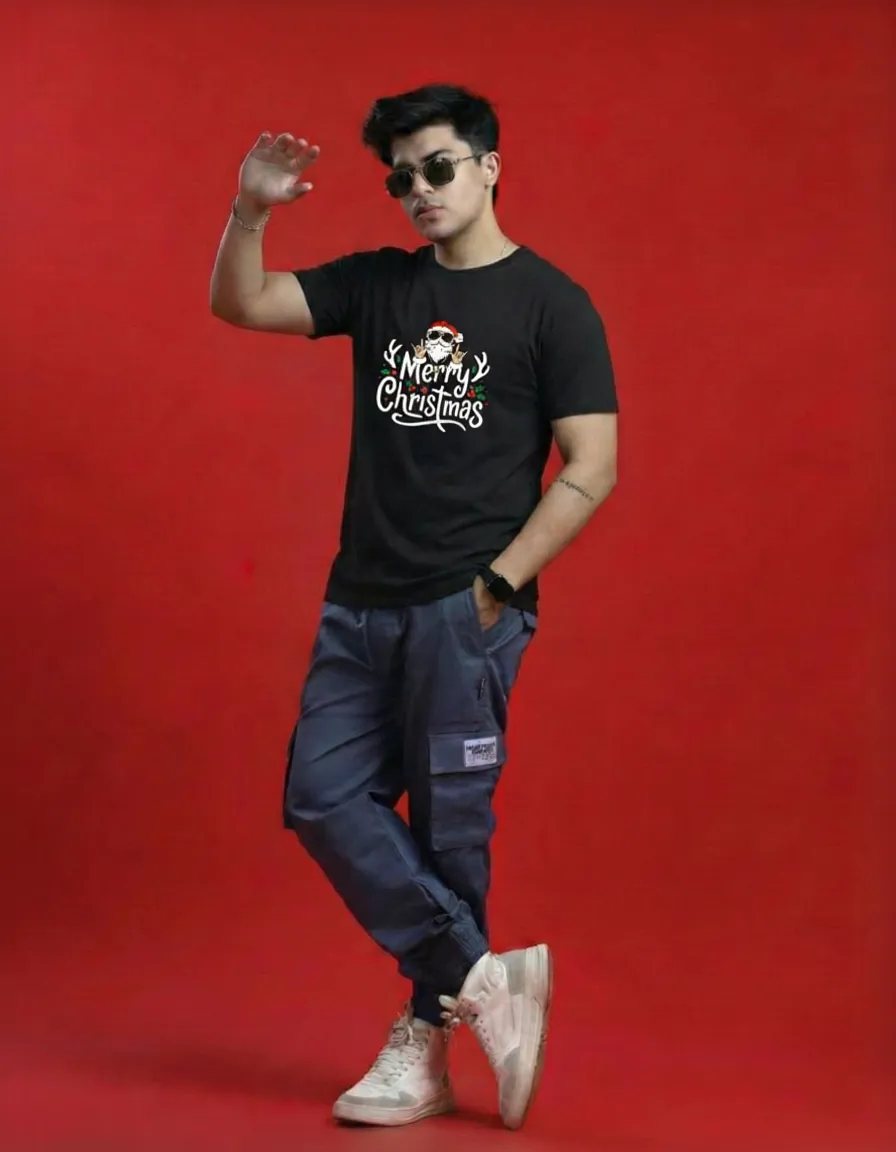 “Rockin’ Christmas” Unisex Black T-Shirt