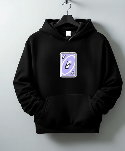 “UNO Reverse Card” Unisex Black Hoodie