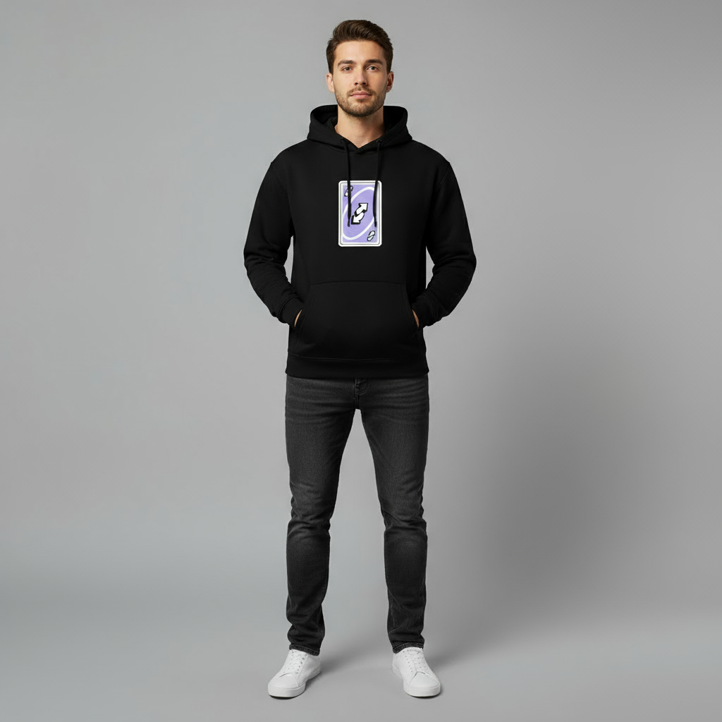 “UNO Reverse Card” Unisex Black Hoodie