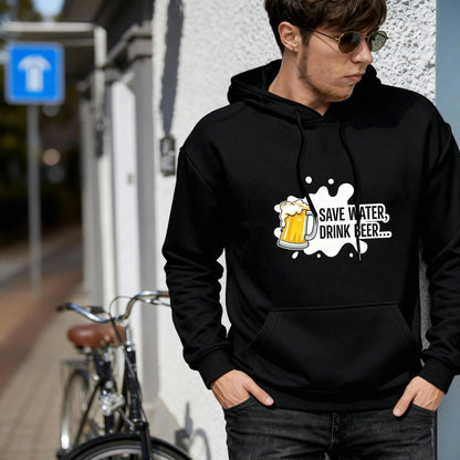“Save Water, Drink Beer” Unisex Black Hoodie