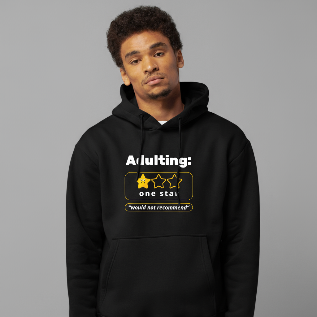 “Adulting: One Star” Black Unisex Hoodie