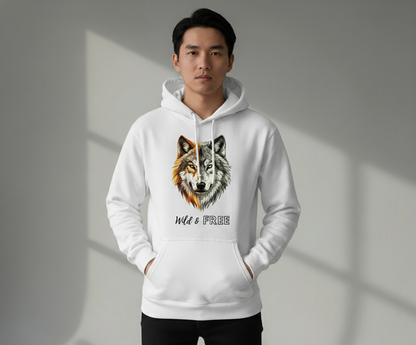 “Wild &amp; Free” Unisex White Hoodie