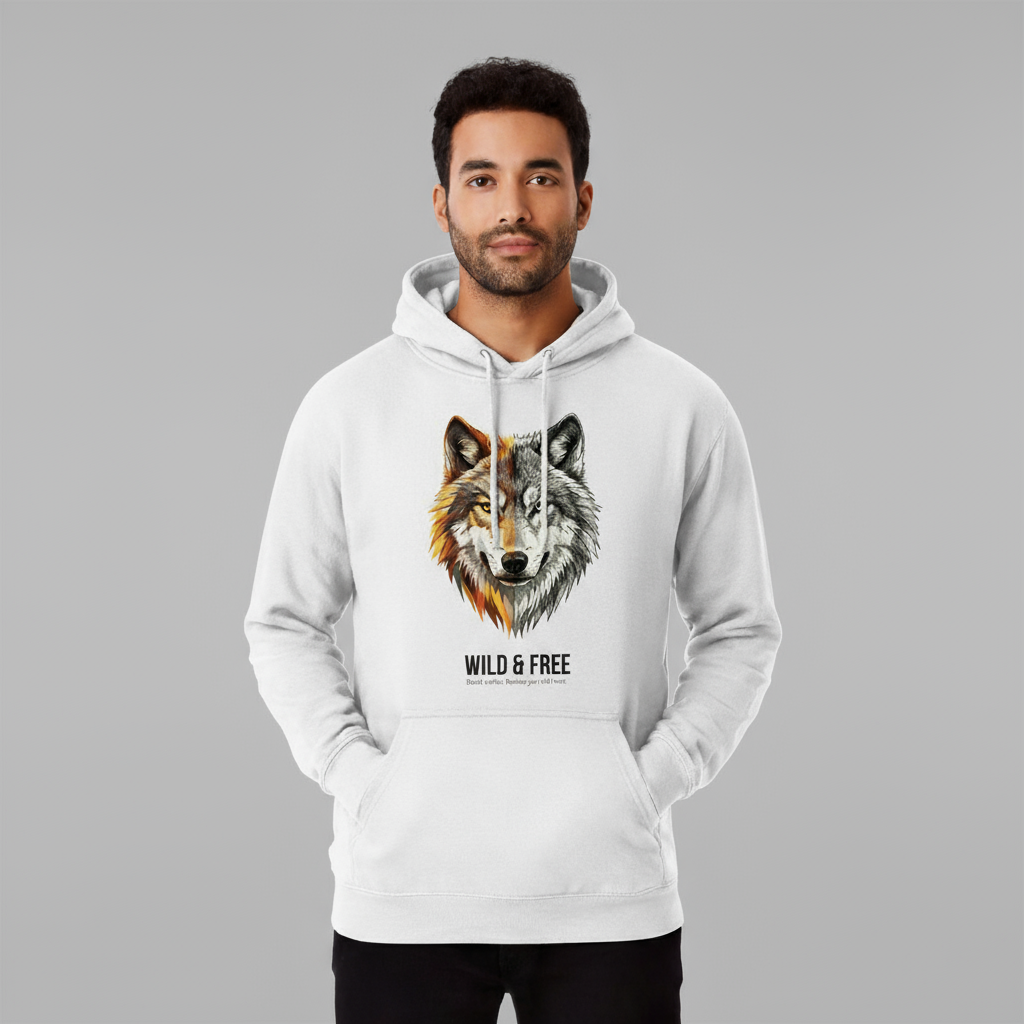“Wild &amp; Free” Unisex White Hoodie