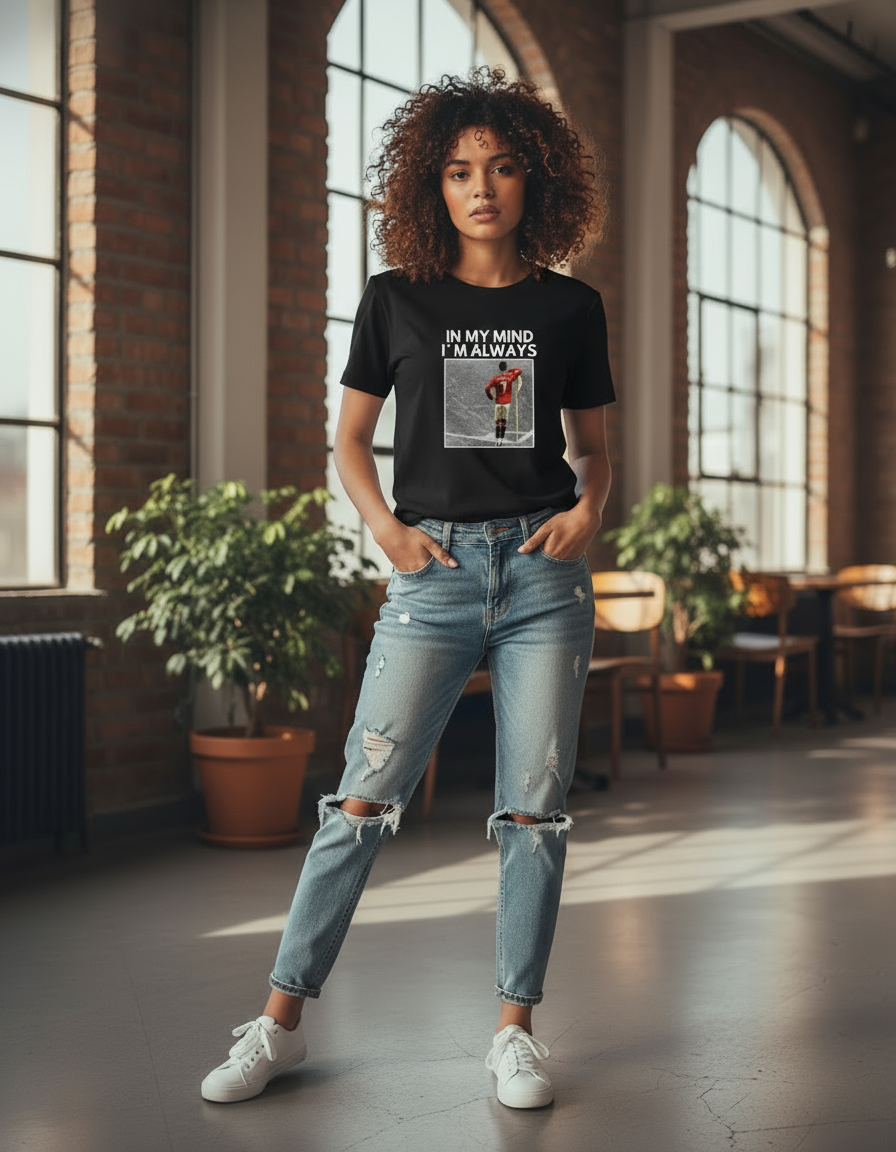 “In My Mind I’m Always” Unisex Black T-Shirt