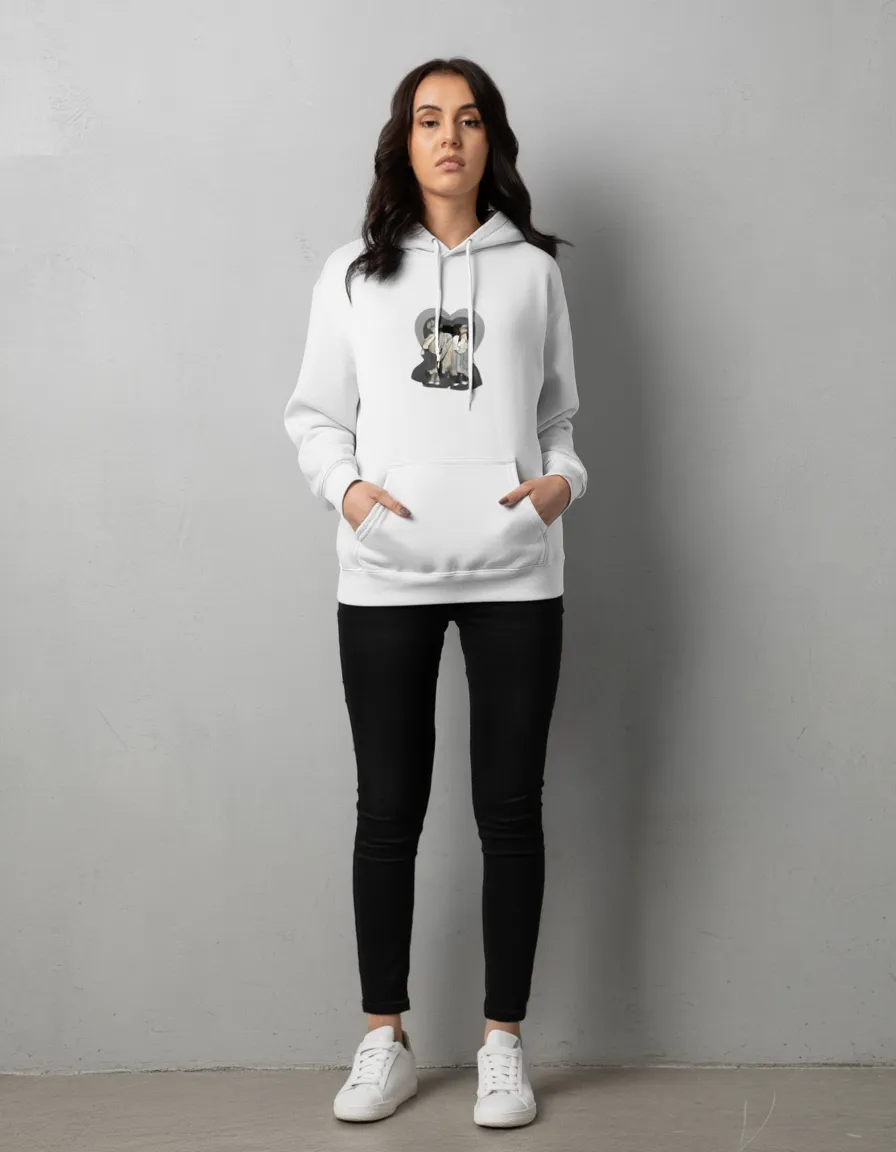 “Couples Love” Unisex White Hoodie