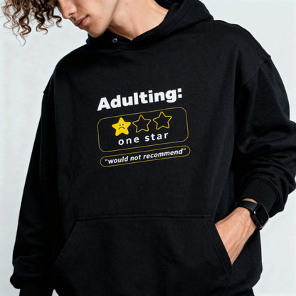 “Adulting: One Star” Black Unisex Hoodie