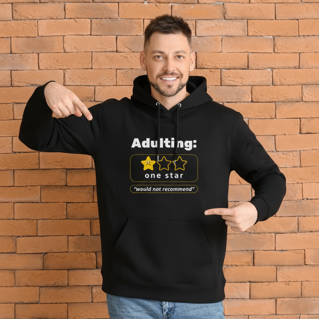 “Adulting: One Star” Black Unisex Hoodie