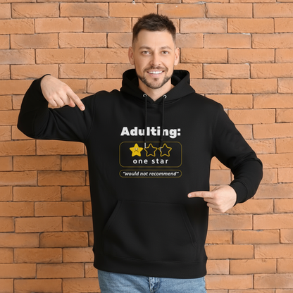 “Adulting: One Star” Black Unisex Hoodie