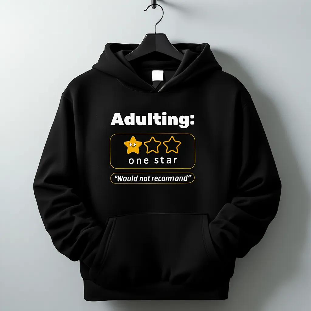 “Adulting: One Star” Black Unisex Hoodie