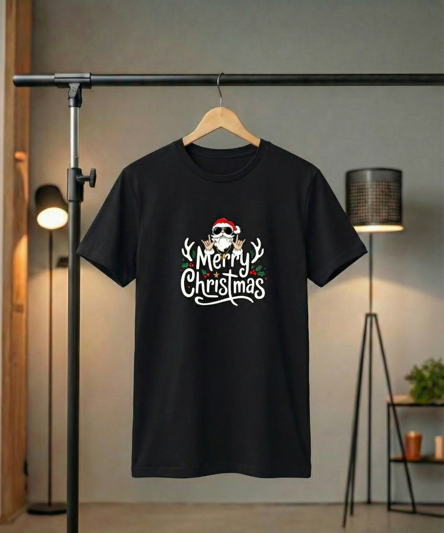 “Rockin’ Christmas” Unisex Black T-Shirt