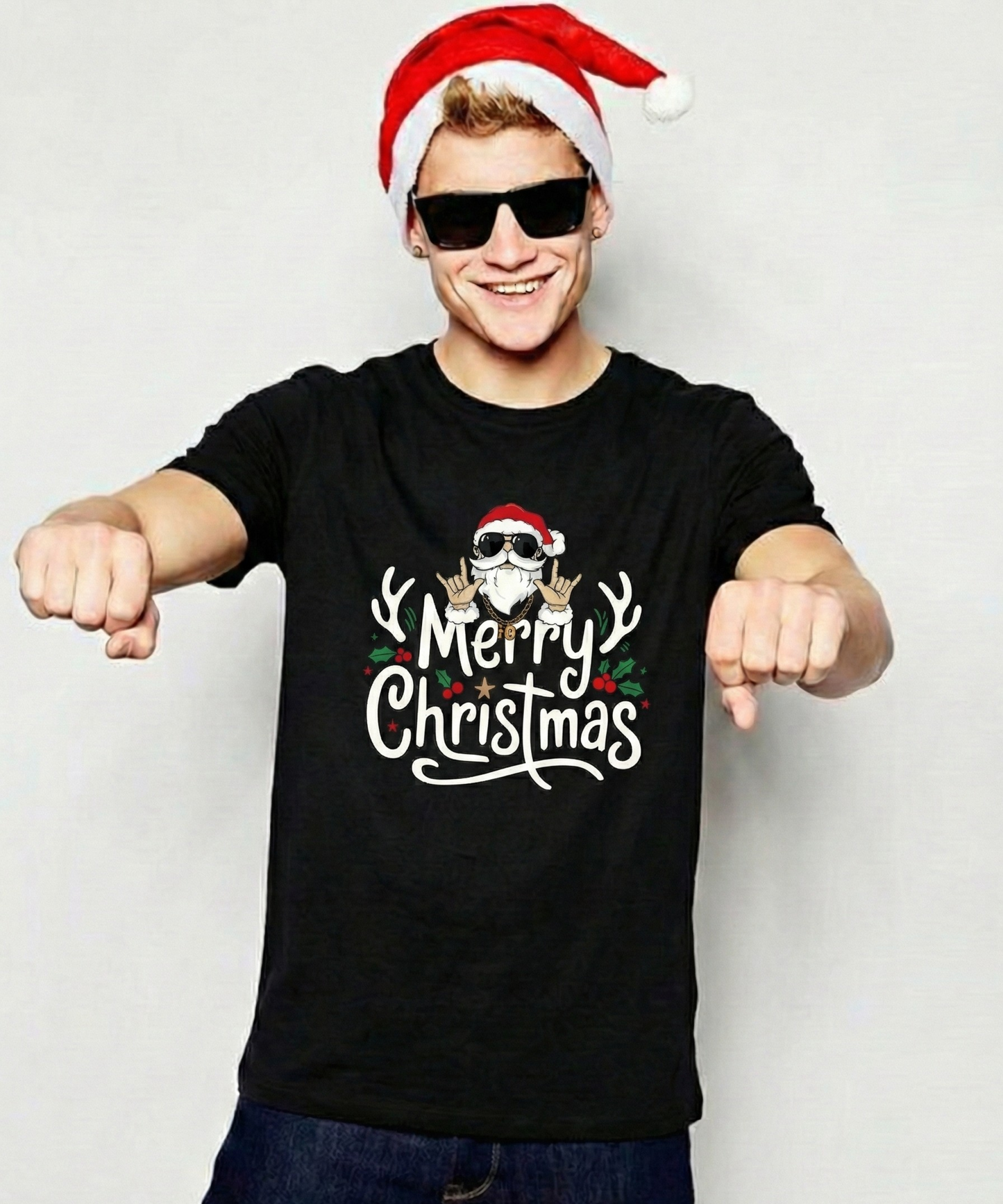 “Rockin’ Christmas” Unisex Black T-Shirt