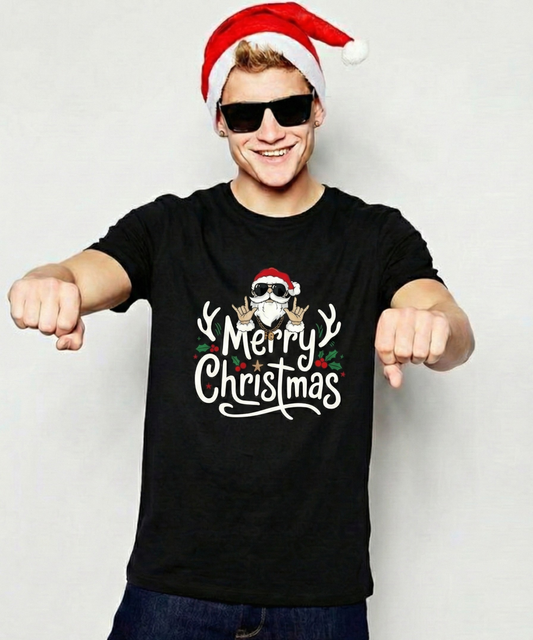“Rockin’ Christmas” Unisex Black T-Shirt
